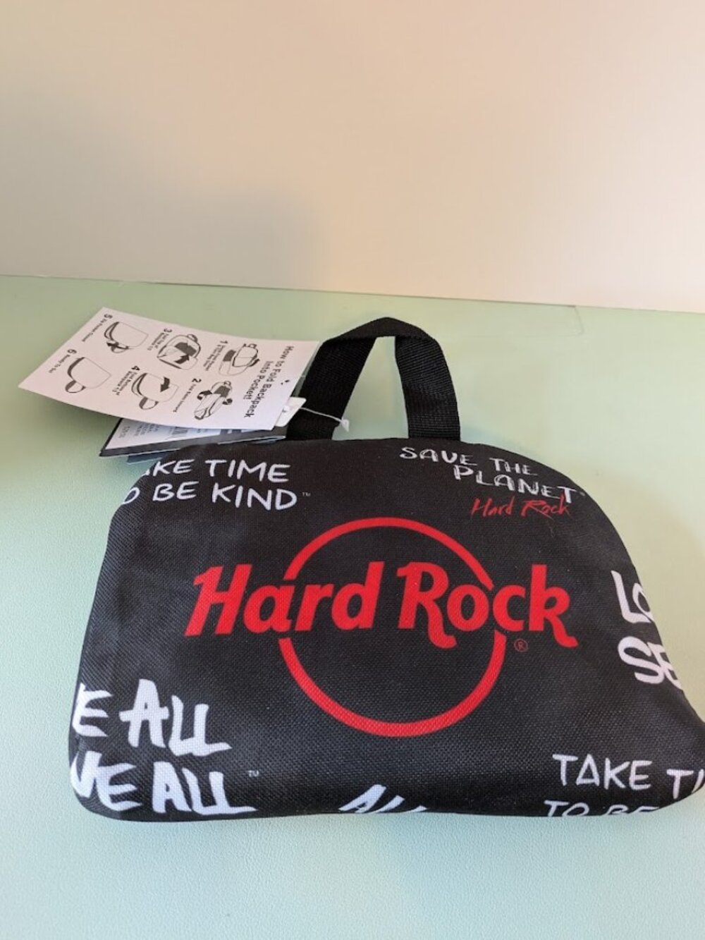 Hard Rock Cafe Love All Serve All Graffiti Foldable Backpack NWT